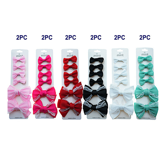 Lace Hair Bow Clip Set