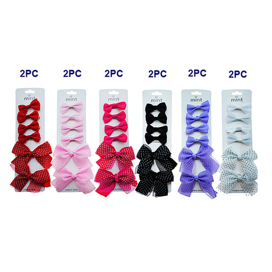 Dotted Hair Bow Clip Set