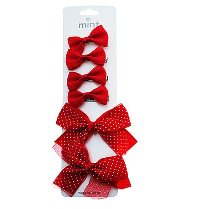 Dotted Hair Bow Clip Set