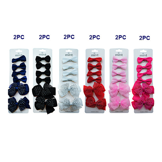 Dotted Chiffon Hair Bow Clip Set