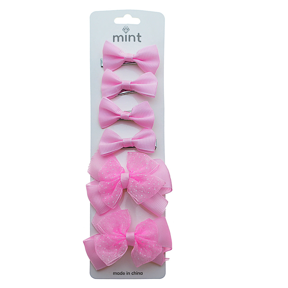 Dotted Chiffon Hair Bow Clip Set