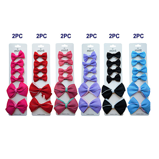 Lined Hair Bow Clip Set