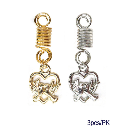 JH27895SP - Love BIrd Hair Braid Coil Rings