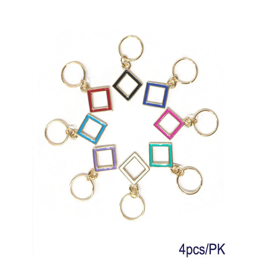 JH27902 - Enamel Square Hair Braid Rings