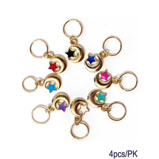 JH27906 - Enamel Moon Hair Braid Rings