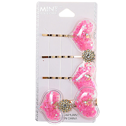 JH37554 - Glitter Heart Hair Clip Set