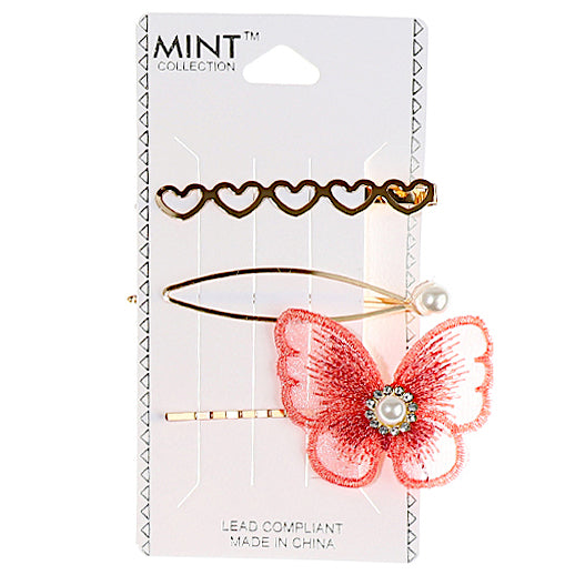 JH37557 - Stitched Butterfly Hair Clip Set