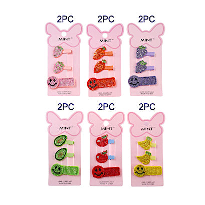 JH38590 - Smiley Fruit Hair Clip Set