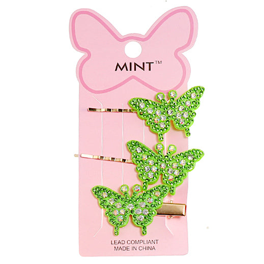 JH38944 - Rhinestone Butterfly Hair Clip Set