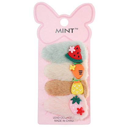 JH39962 - Faux Fur Fruit Hair Clip Set