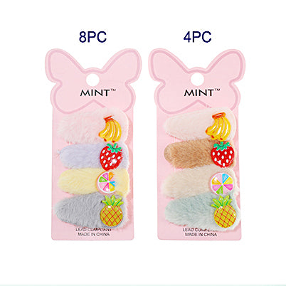 JH39964 - Faux Fur Fruit Hair Clip Set