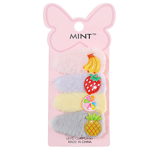 JH39964 - Faux Fur Fruit Hair Clip Set