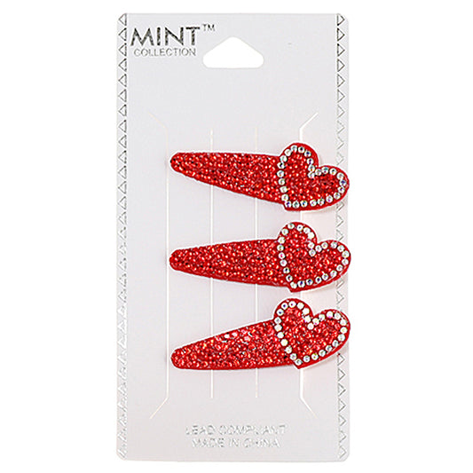 JH40685 - Rhinestone Heart Hair Clip Set