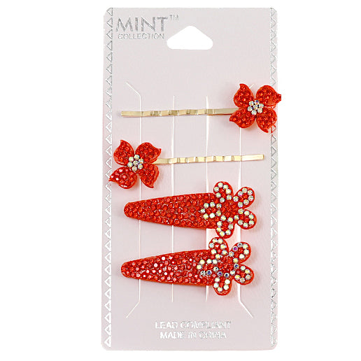 JH40687 - Rhinestone Flower Hair Clip Set