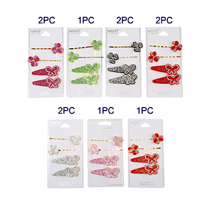 JH40689 - Rhinestone Butterfly Hair Clip Set