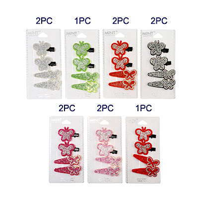 JH40690 - Rhinestone Butterfly Hair Clip Set