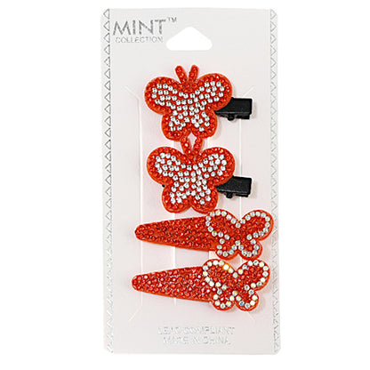 JH40690 - Rhinestone Butterfly Hair Clip Set