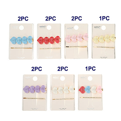 JH43489 - Resin Bubble Heart Hair Clip Set