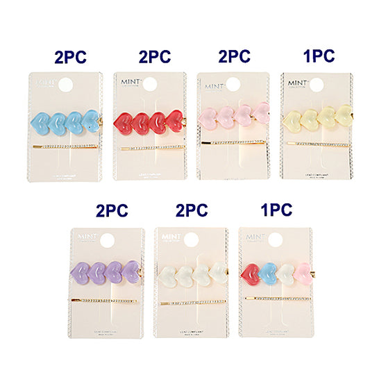 JH43489 - Resin Bubble Heart Hair Clip Set