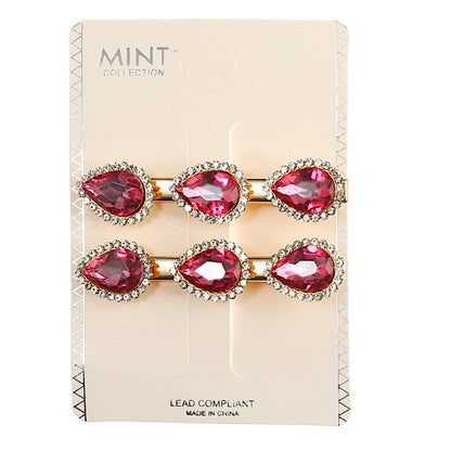 JH43493-1 - Crystal Teardrop Hair Clip Set