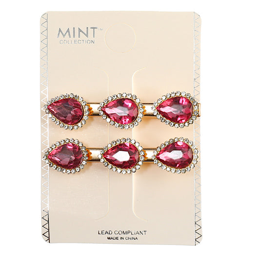 JH43493-1 - Crystal Teardrop Hair Clip Set