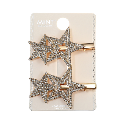 JH43932 - Rhinestone Star Hair Clips