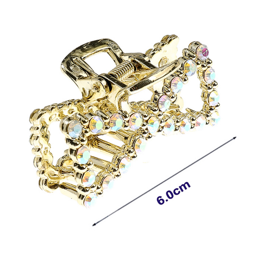 JH44046 - Bedazzled Gold Bow Claw Clip