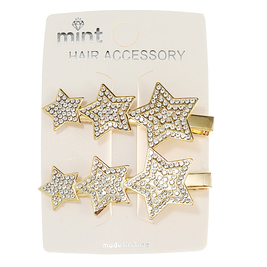 JH44447 - Rhinestone Star Hair Clips