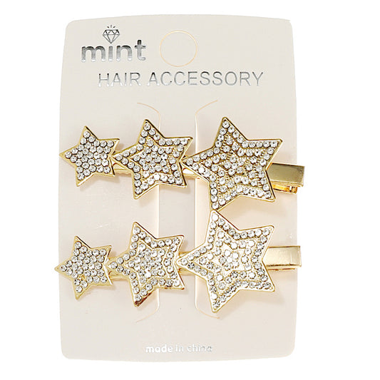 JH44447 - Rhinestone Star Hair Clips