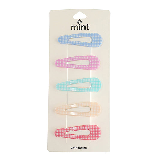 JH45202 - Gingham Pastel Hair Clip Set