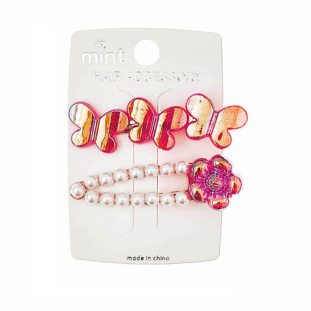 JH46698 - Iridescent Butterfly Hair Clip Set