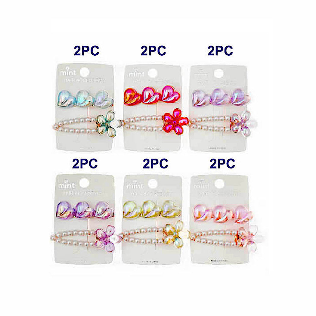 JH46698 - Iridescent Heart Hair Clip Set