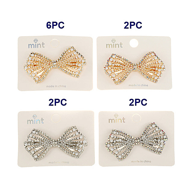 JH46721 - Rhinestone & Pearl Hair Clip