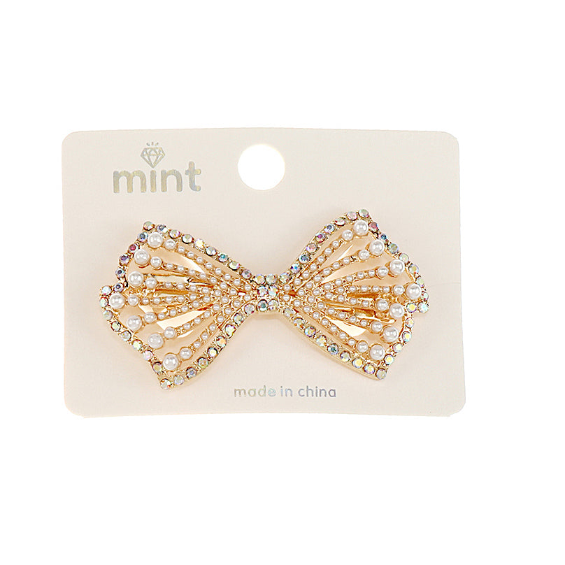 JH46721 - Rhinestone & Pearl Hair Clip