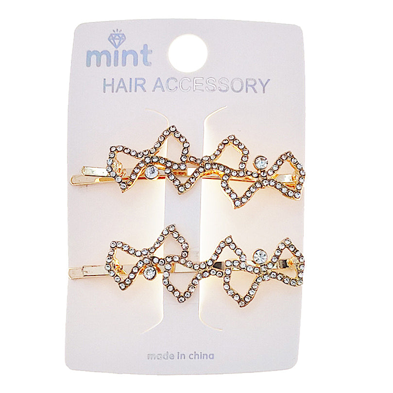 JH46820 - Rhinestone Bow Hair Pins