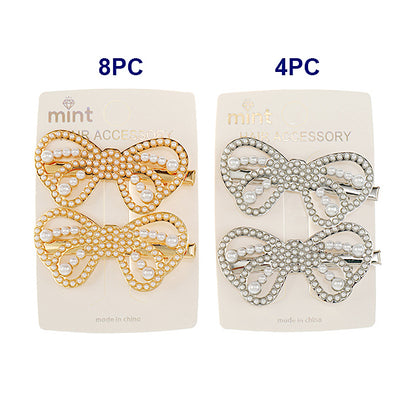 JH46853 - Pearl Bow Hair Clips