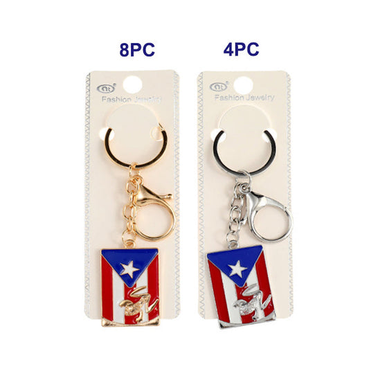 JK42411-Puerto Rico Gold Rectangle Flag Keychain