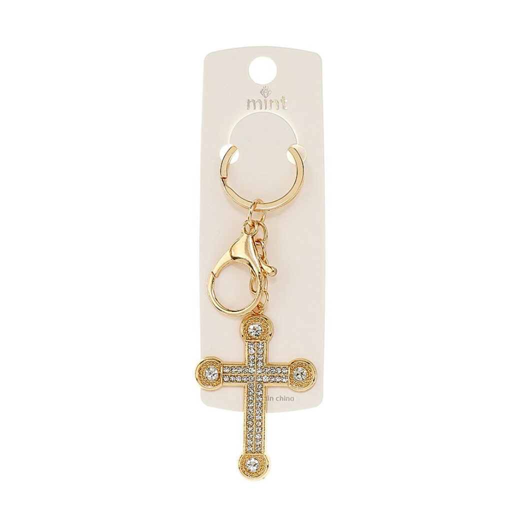 JK46389 - Rhinestone Cross Keychain