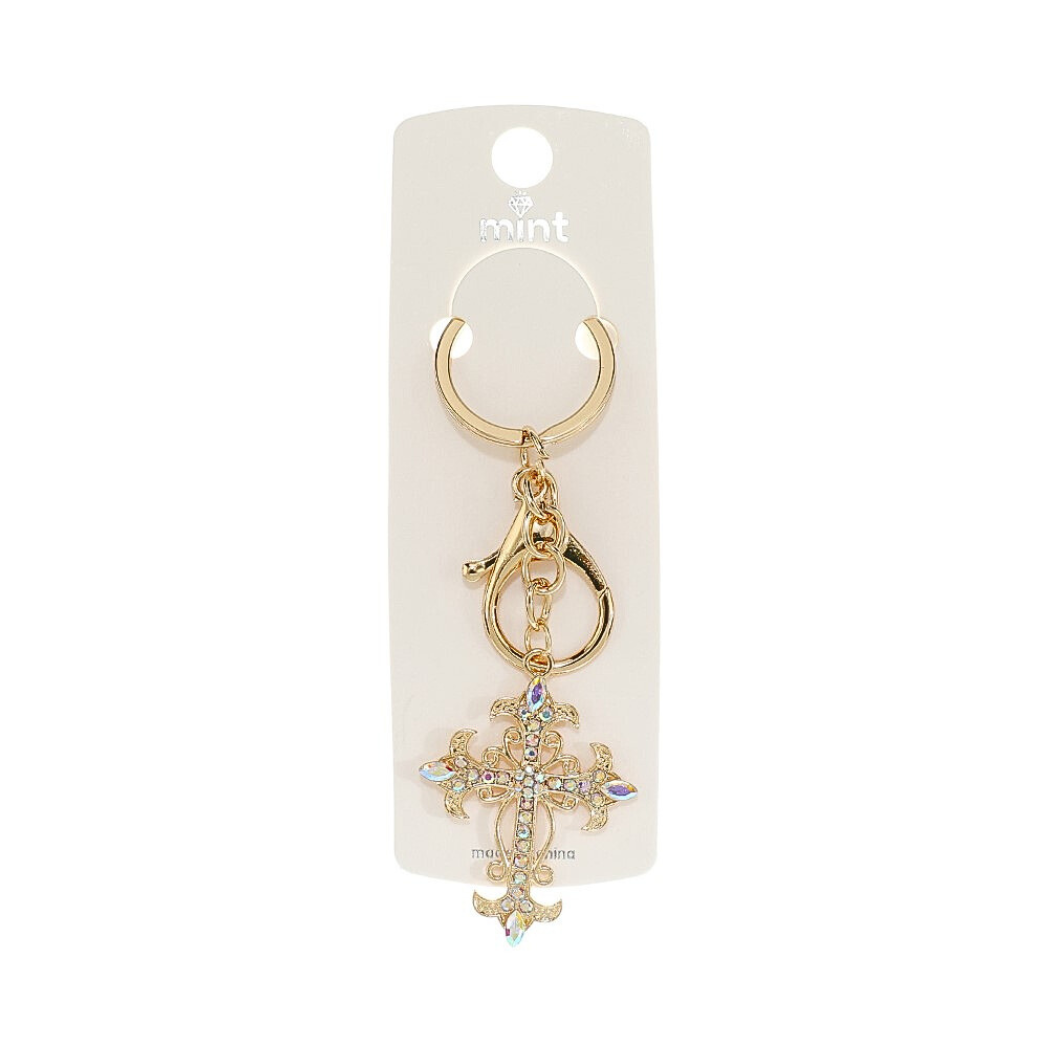 JK46743 - Rhinestone Vintage Cross Keychain