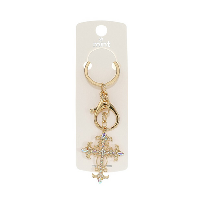 JK46743-Rhinestone Vintage Cross Keychain