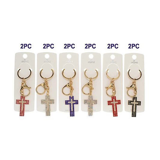 JK46745  - Rhinestone Cross Keychain