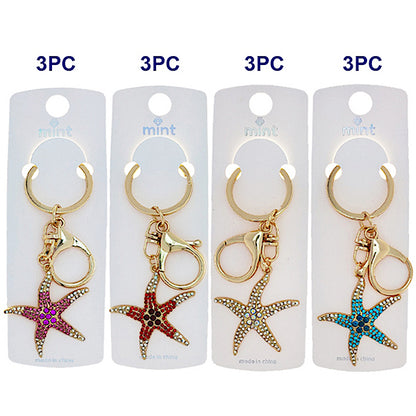 JK48189 - Rhinestone Starfish Keychain