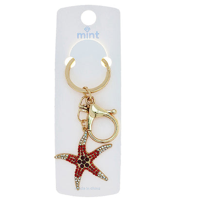 JK48189 - Rhinestone Starfish Keychain