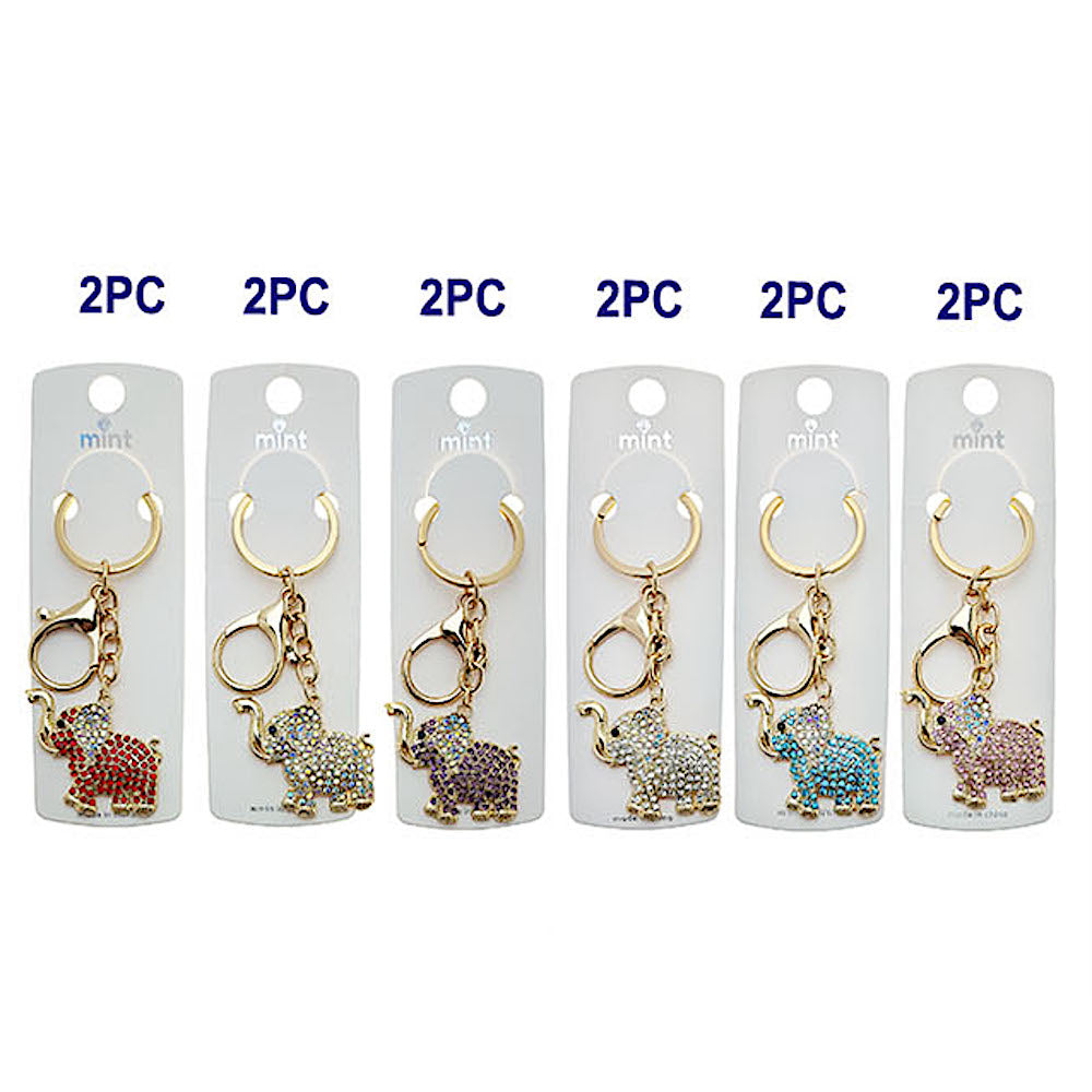 JK48663 - Rhinestone Elephant Keychain