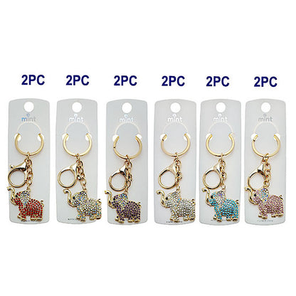 JK48663 - Rhinestone Elephant Keychain