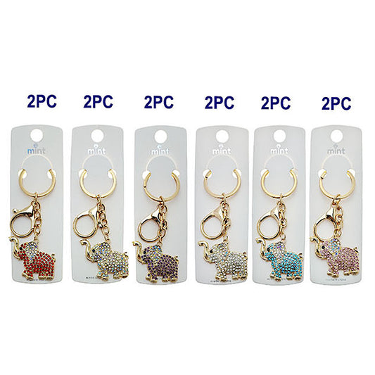 JK48663 - Rhinestone Elephant Keychain