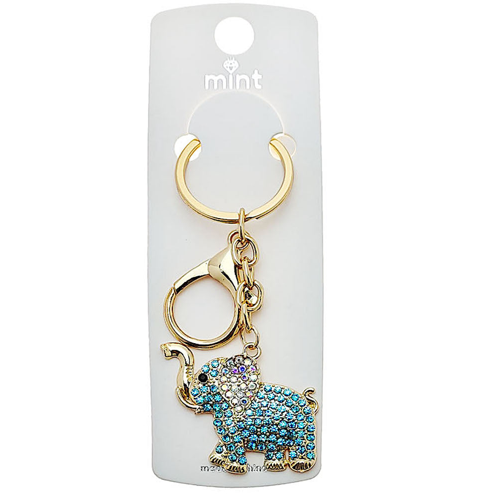 JK48663 - Rhinestone Elephant Keychain
