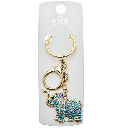 JK48663 - Rhinestone Elephant Keychain