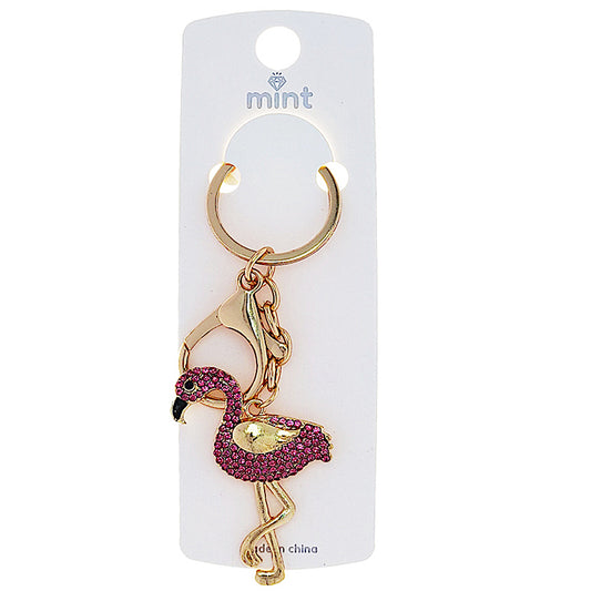 JK48666 - Rhinestone Flamingo Keychain