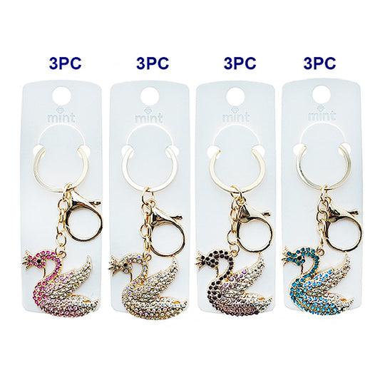 JK48965 - Rhinestone Swan Keychain